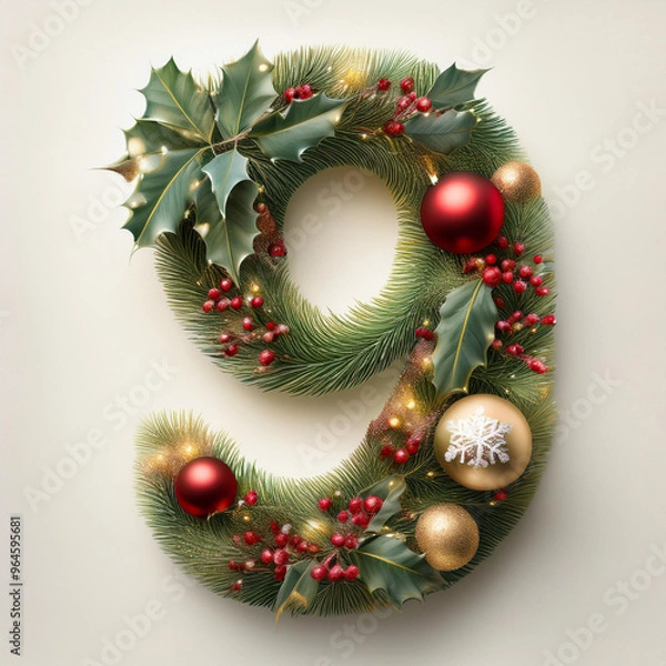 Obraz Number in Christmas theme