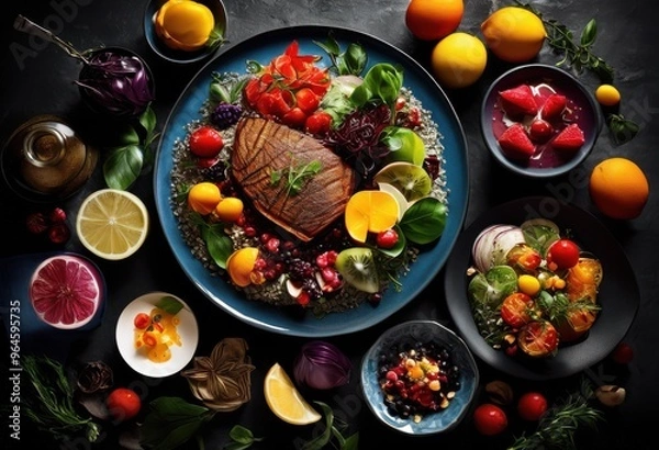 Obraz captivating vibrant food visuals perfect engaging digital marketing campaigns that attract retain audience attention, appetizing, appealing, colorful