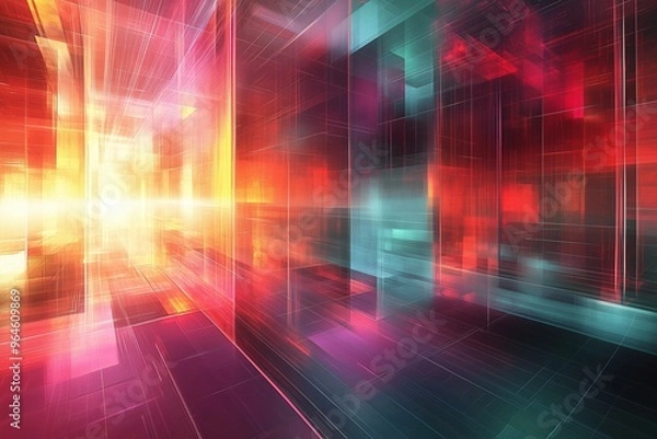 Obraz Abstract futuristic perspective background - digitally generated image