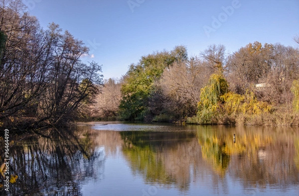 Fototapeta Late autumn in Kitaevskaya desert (Ancient area). Kyiv, Ukraine