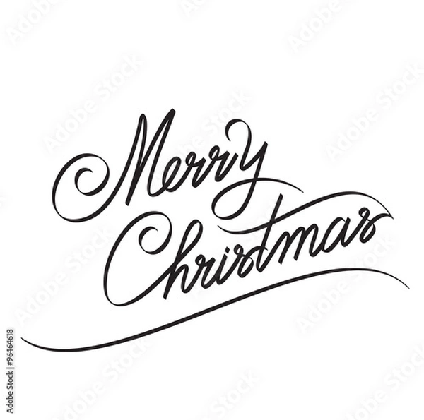 Fototapeta MERRY CHRISTMAS hand lettering -- handmade calligraphy, vector