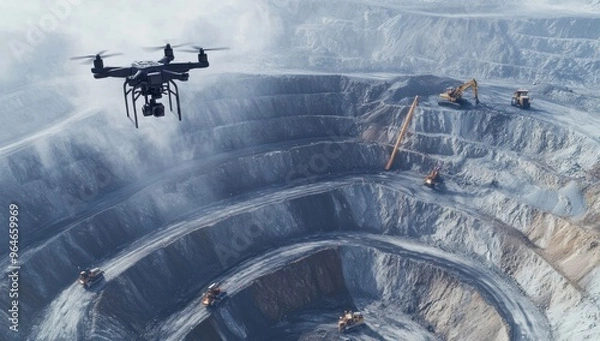 Fototapeta Drone Inspection of a Large Open-Pit Mine