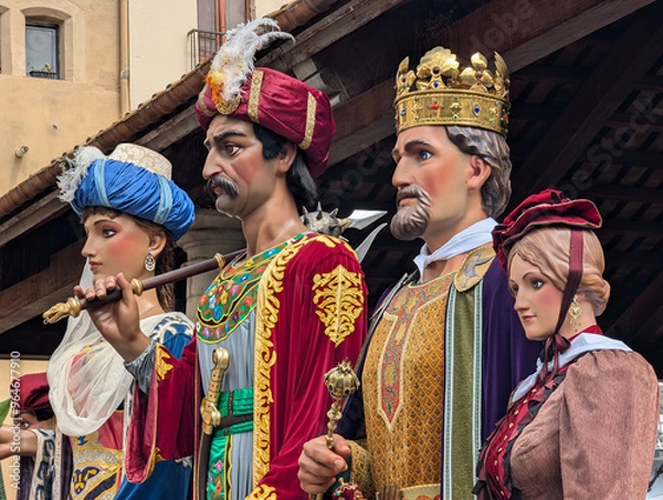 Fototapeta Gegants of Granollers and Vilanova i la Geltru in front of La Porxada in Granollers