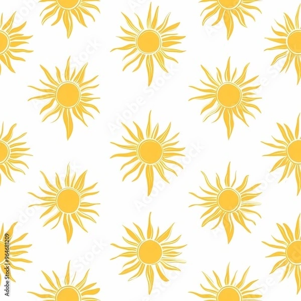 Fototapeta seamless pattern with sun, boho style, background for wallpaper