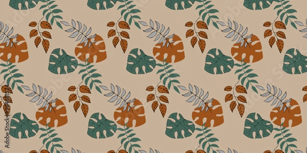 Fototapeta Creative conceptual images of abstract tree leaves, textures in a minimalistic style. Modern design templates for holidays, advertising, brand, bed linen. Ornament, seamless pattern, texture.