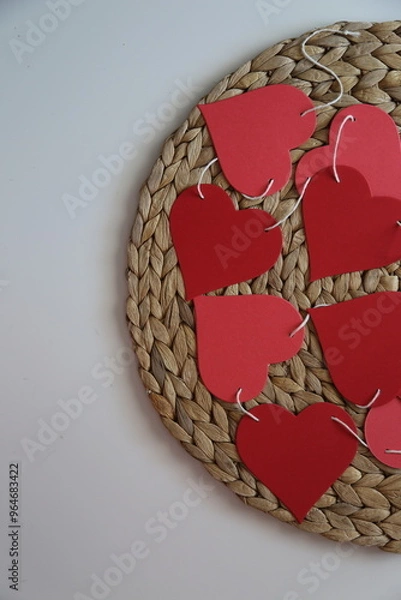 Obraz Red paper hearts garland is romantic decoration for Saint Valentine day.