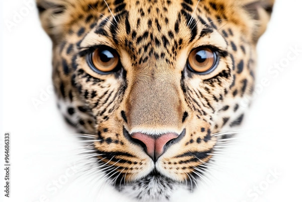 Fototapeta Leopard On A White Background