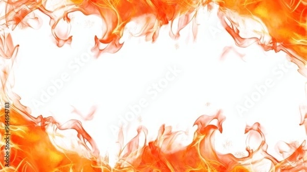 Fototapeta Vivid flames creating a frame on white background