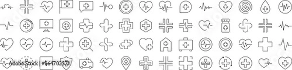Fototapeta Medical Cross Thin Icons Collection. Editable Stroke. Suitable for Web Sites, Books, Cards, Apps