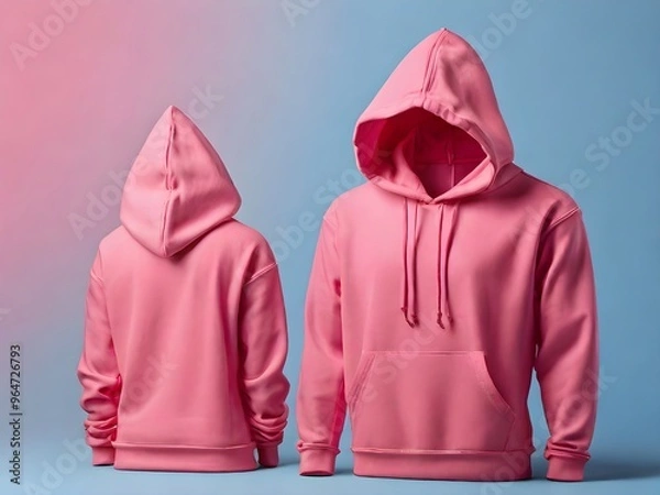 Obraz 3D mock up of blank pink hoodie, isolated on white background, 3d rendering, 3d illustration