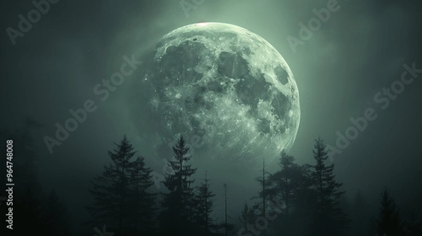 Obraz full moon and clouds