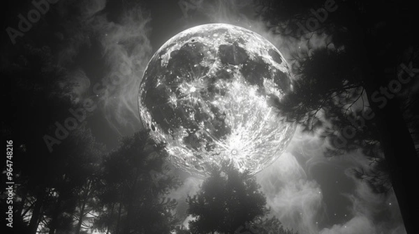 Obraz full moon over the clouds