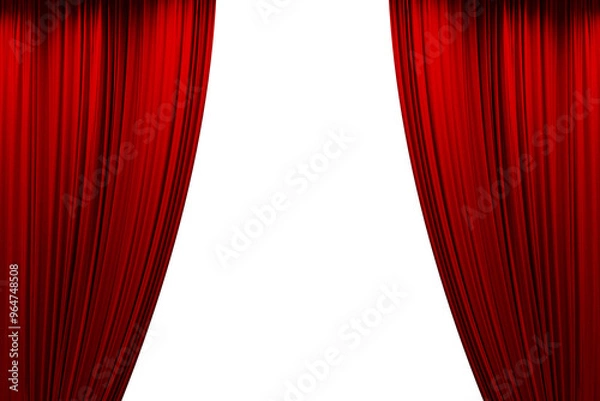 Fototapeta Open Red stage curtain, photo, png isolated on transparent background	