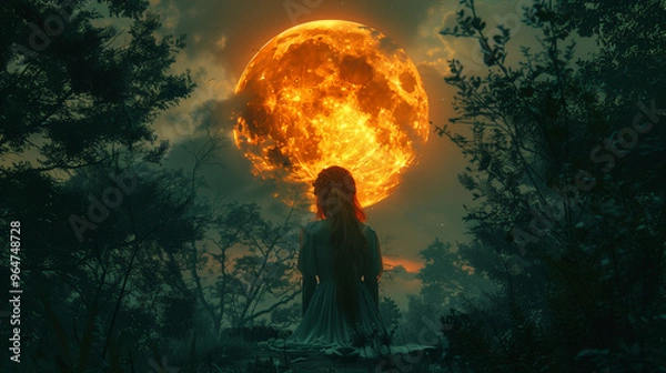 Obraz person over the moon