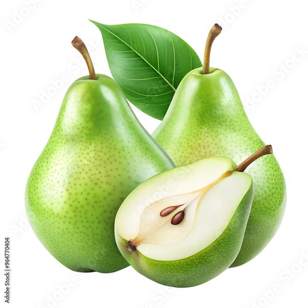 Fototapeta green pears  isolated on transparent background png