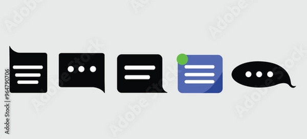 Obraz Chat Message Flat Icon, Symbol Set Vector Design
