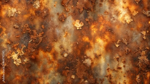 Fototapeta Rusty metal texture, gritty mood, representing decay and industrial charm in earthy tones with copy space
