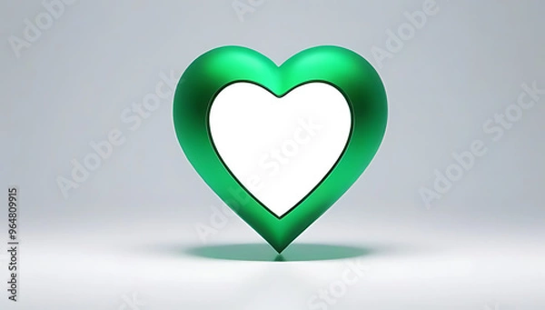 Fototapeta green heart white background heart copy space ideal valentine day holidays design minimal clean