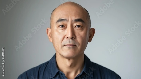 Fototapeta Realistic HighResolution Portrait of a MiddleAged Asian Man for Print, Design, and Stock Photography Use