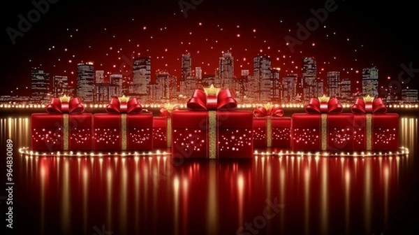 Fototapeta Happy Holidays, season's greetings and new year vector template with Christmas element decoration. ai generated