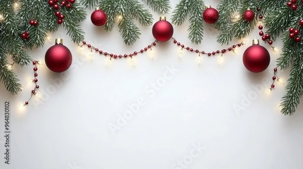 Obraz Happy Holidays, season's greetings and new year vector template with Christmas element decoration. ai generated