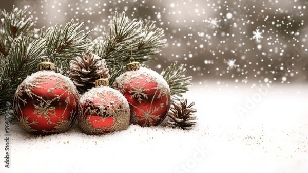 Fototapeta Happy Holidays, season's greetings and new year vector template with Christmas element decoration. ai generated
