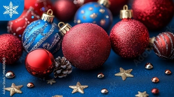 Obraz Happy Holidays, season's greetings and new year vector template with Christmas element decoration. ai generated