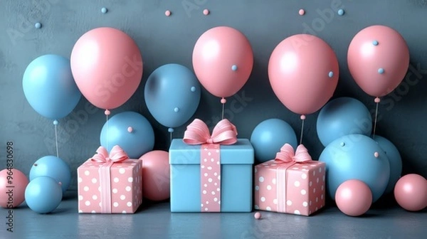 Obraz Happy New Year 2025 Number. Symbols realistic cartoon 3d render with gift box. Christmas decoration. Celebrate party color sign 2025. Xmas Poster, banner, cover card, brochure. ai generated