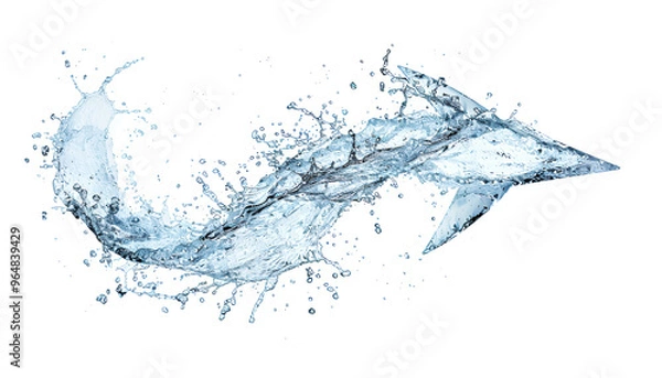 Fototapeta Curved arrow made of water splashes, isolated on a white background