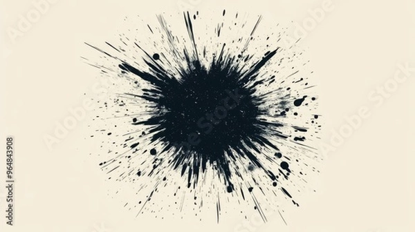 Fototapeta An explosion star motif is depicted on an abstract cream backdrop in this line art illustration