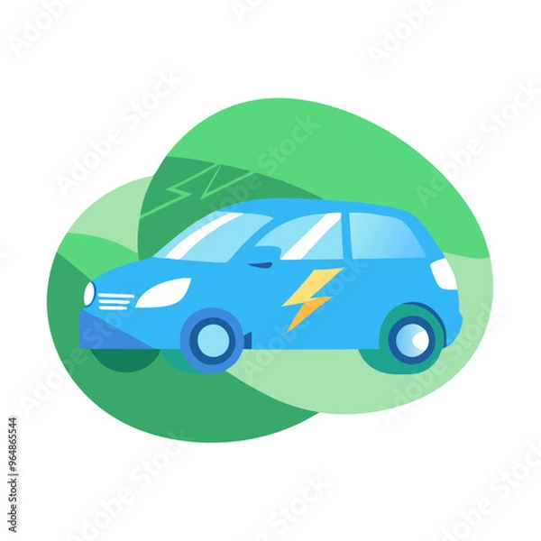 Fototapeta Electric Car Icon with Lightning Bolt, Sustainable Transportation Concept