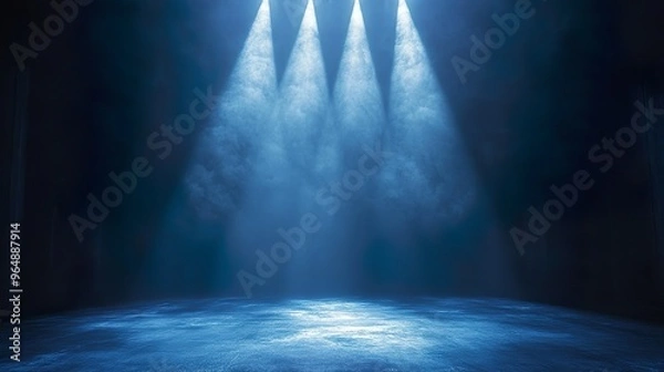 Fototapeta Empty theater with a single spotlight shining on stage wallpaper