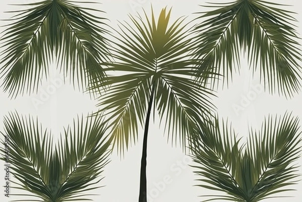Fototapeta Elegant Palm Leaf Silhouette and Soft Coconut Leaf Background for Sophisticated Spring and Summer Designs