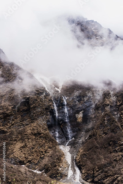Fototapeta mountain in nepal, waterfall in nepal, waterfall in mountain