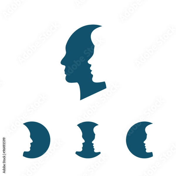 Obraz Man and woman silhouette on the white background - vector logo
