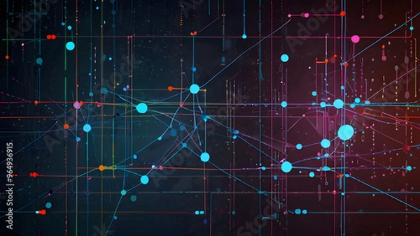 Fototapeta Digital Background: Can be used to describe network capabilities, technical courses, digital repositories, science and education, and more generative ai