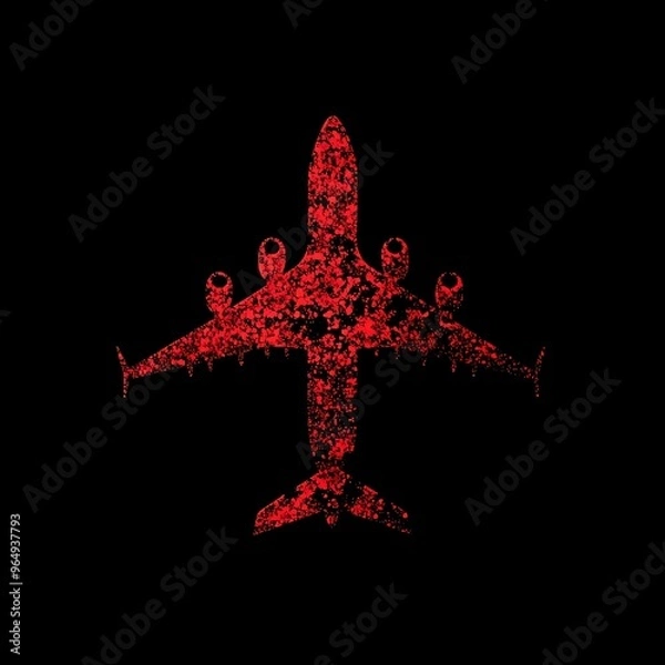 Fototapeta Airplane War and Modern Warfare Vector Icon Pattern. Background illustration is made up of red color war and modern warfare icons, isolated on black background.