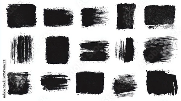 Fototapeta Black Ink Brush Strokes Set  Abstract Texture  Grunge Art  Design Elements  Vector   Graphic
