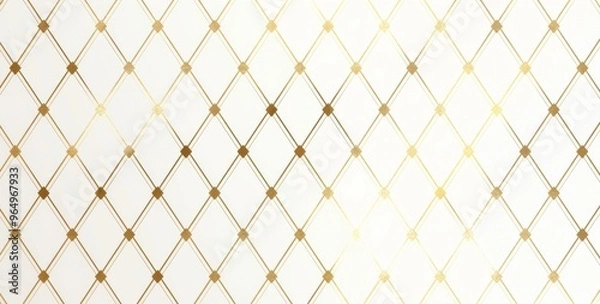Fototapeta Small Gold Diamond Pattern on White Background, Symmetrical Composition with Clean Lines and Delicate Texture