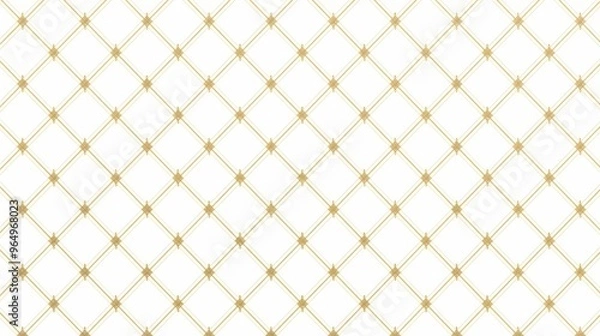 Fototapeta Small Gold Diamond Pattern on White Background, Symmetrical Composition with Clean Lines and Delicate Texture