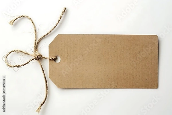 Fototapeta Brown paper tag on a white background - Generative AI