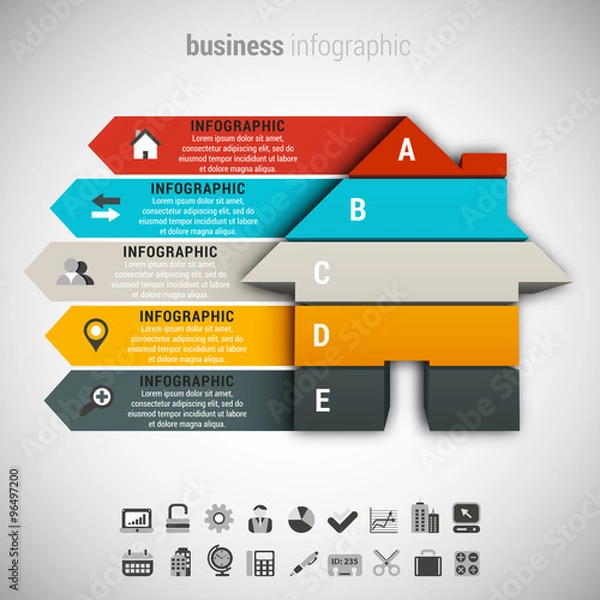 Fototapeta Business Infographic made of house.