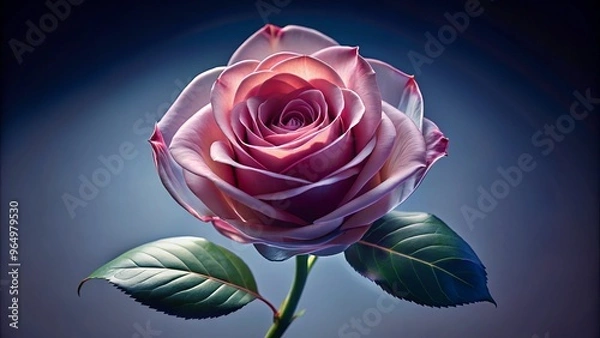Fototapeta A high-resolution transparent image of a single rose with realistic petals in vivid detail for artistic and design