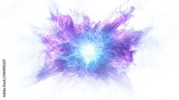 Obraz Energetic Burst of Blue and Purple Light in Abstract Digital Art