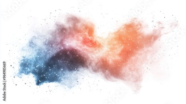 Obraz Cosmic Nebula: Vibrant Mix of Blue, Red, and White Starlit Clouds in a Celestial Landscape