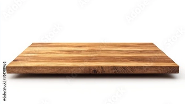 Obraz Minimalist Wooden Cutting Board Clean White Background, Elegant and Natural Design