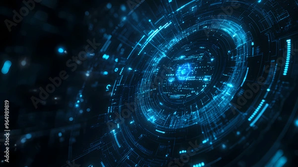 Obraz Futuristic technology light ring tunnel