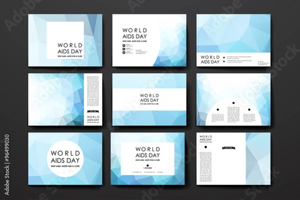 Fototapeta Set of brochure, poster design templates in World AIDS Day style