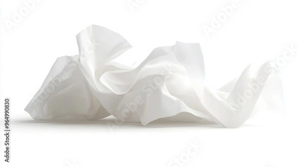 Fototapeta Abstract Flowing White Fabric Against Soft Light Background with Minimalist Aesthetic