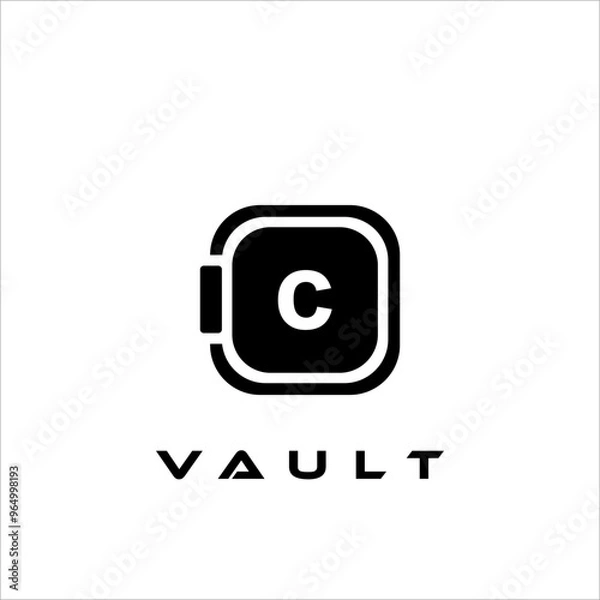 Fototapeta Combination of safe logo design and currency symbol
